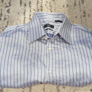 Hugo Boss Light gray and purple striped top with chevrons regular fit